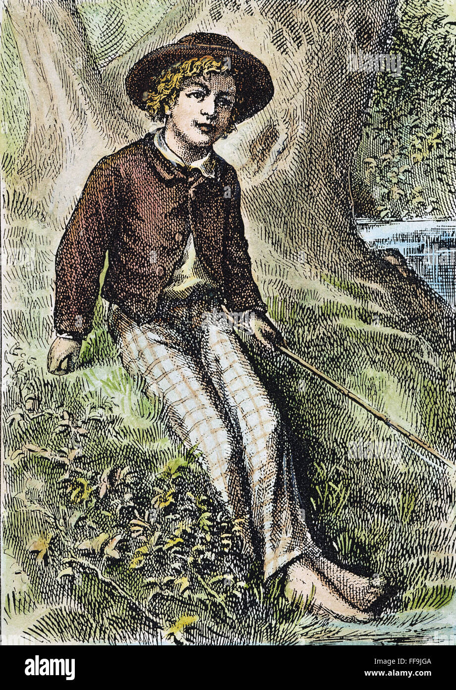TOM SAWYER, 1876. /nTom Sawyer in 'The Adventures of Tom Sawyer' by Samuel Langhorne Clemens. Frontispiece engraving from the first edition, 1876. Stock Photo