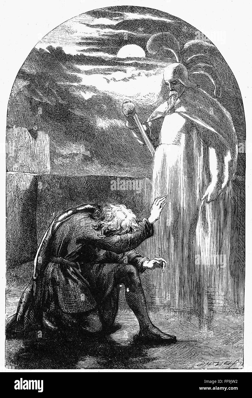 SHAKESPEARE HAMLET. /nHamlet with his father's ghost (Act I, Scene V). Wood engraving after Sir