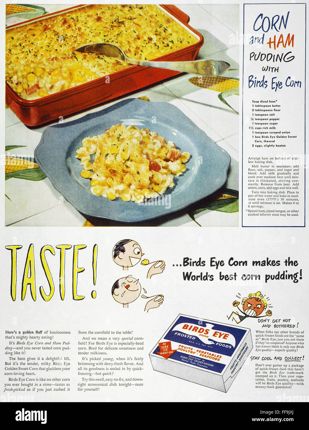 FROZEN FOOD AD, 1947. /n'Taste!' Advertisement for Birds Eye Frosted