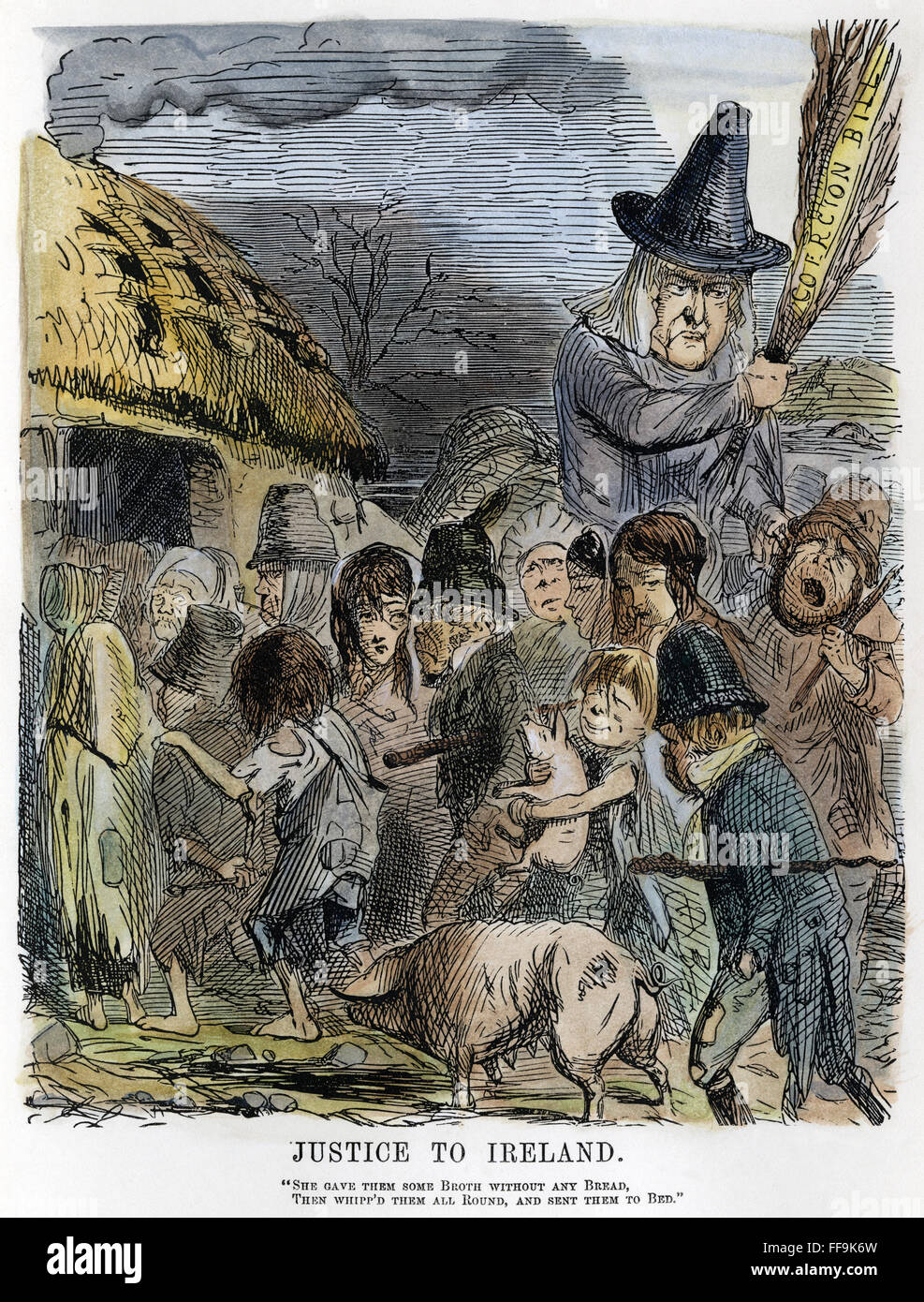 IRISH POTATO FAMINE, 1846. /n'Justice to Ireland.' An 1846 cartoon, by John Leech from 'Punch