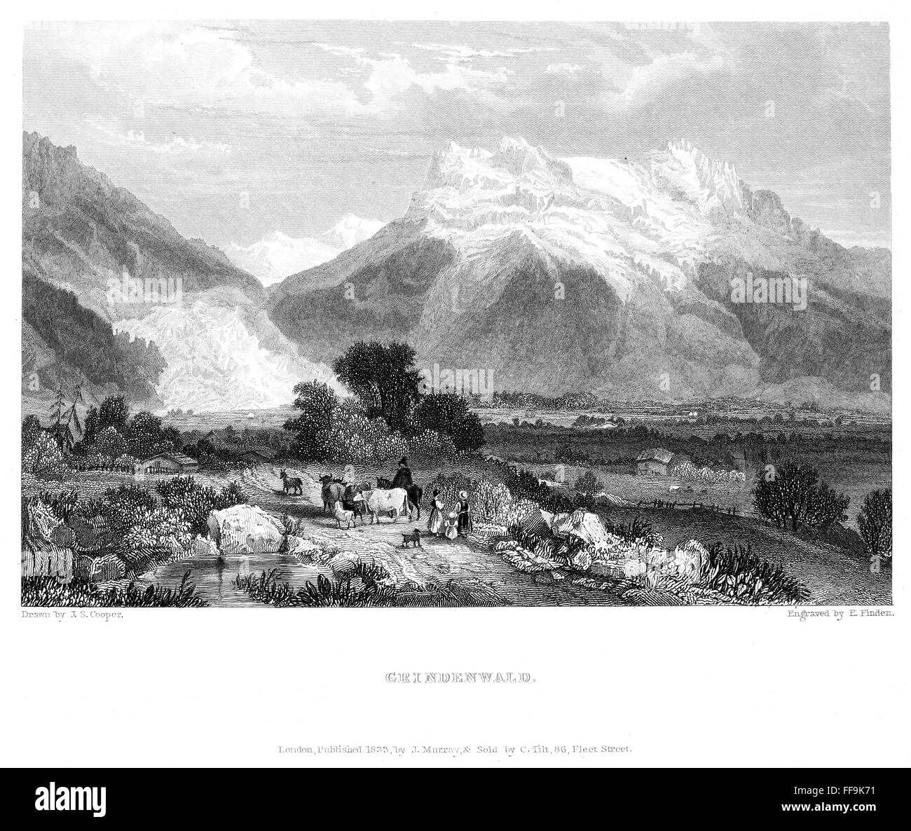 SWITZERLAND: GRINDENWALD. /nSteel engraving, English, 1833, by Edward Finden after a drawing by J.S. Cooper. Stock Photo