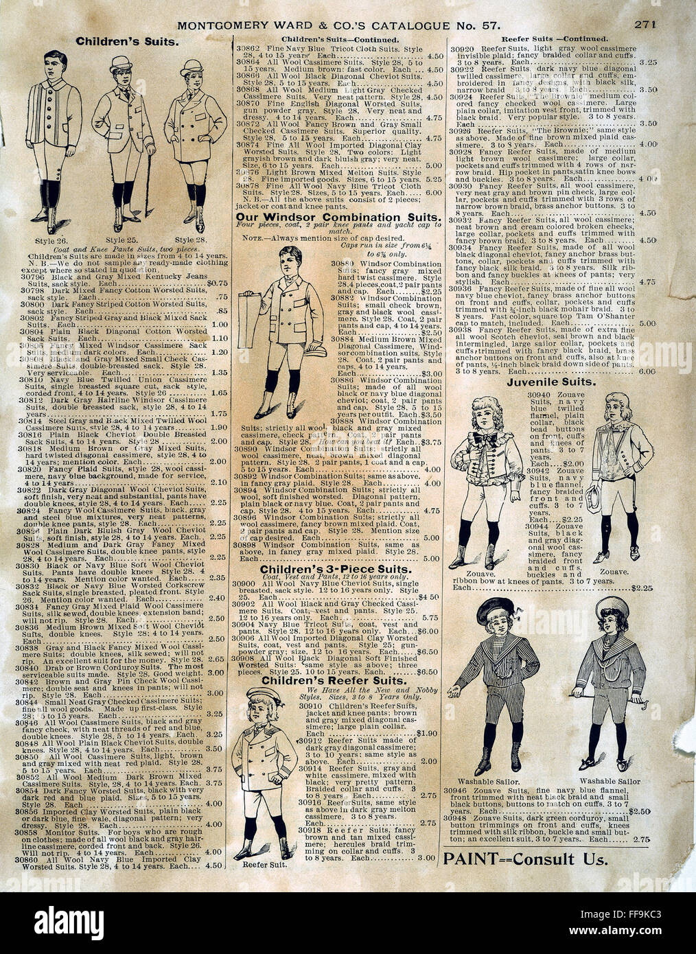 CATALOGUE PAGE, 1895. /nPage advertising children's suits from an 1895