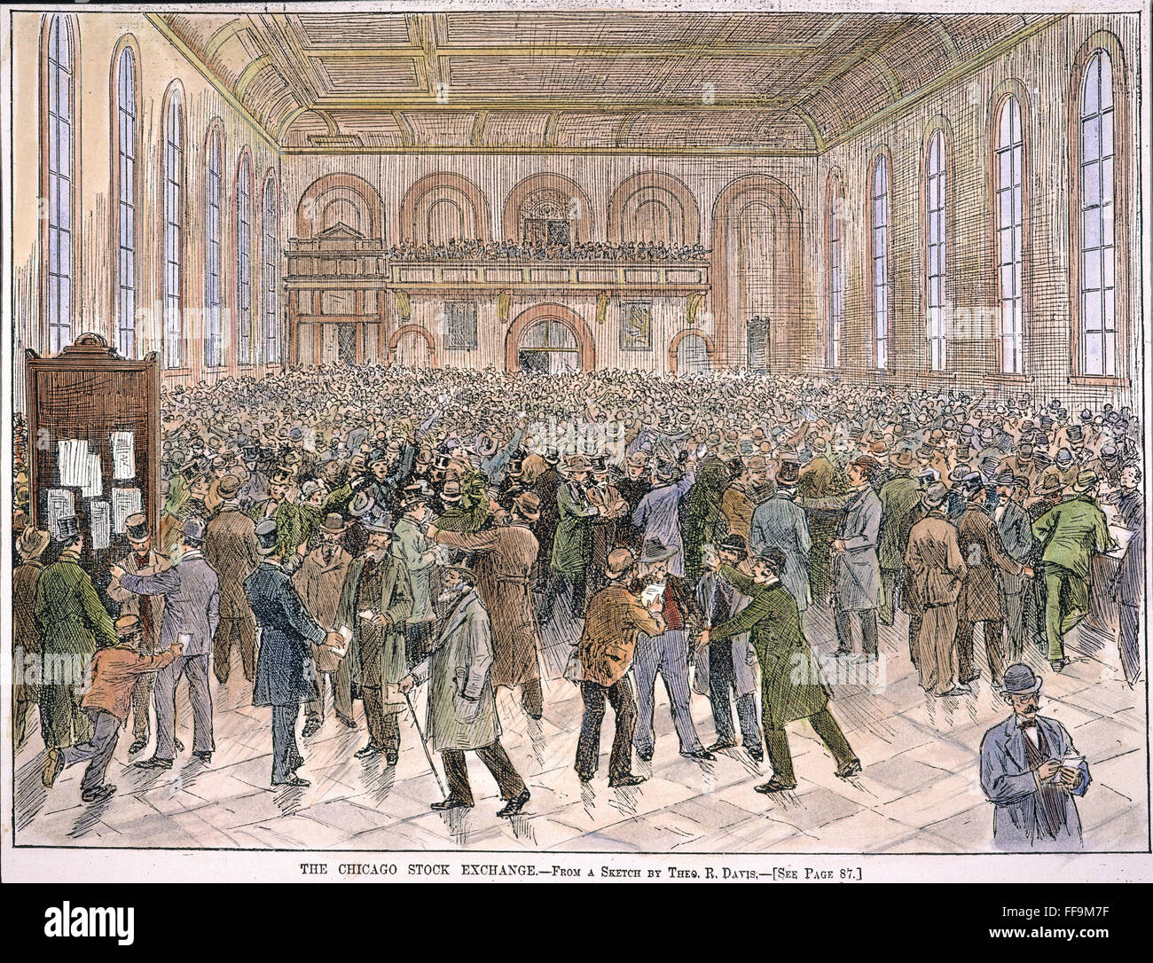CHICAGO STOCK EXCHANGE. /nThe trading floor wood engraving, American