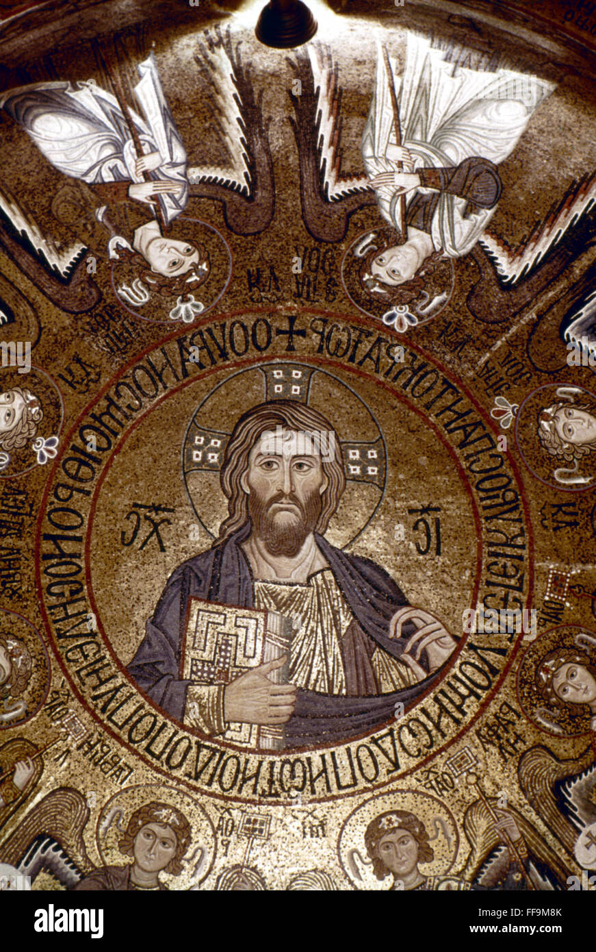 CHRIST PANTOCRATOR. /nInterior of the Palatine Chapel, Palermo. Mosaic, 13th century. Stock Photo
