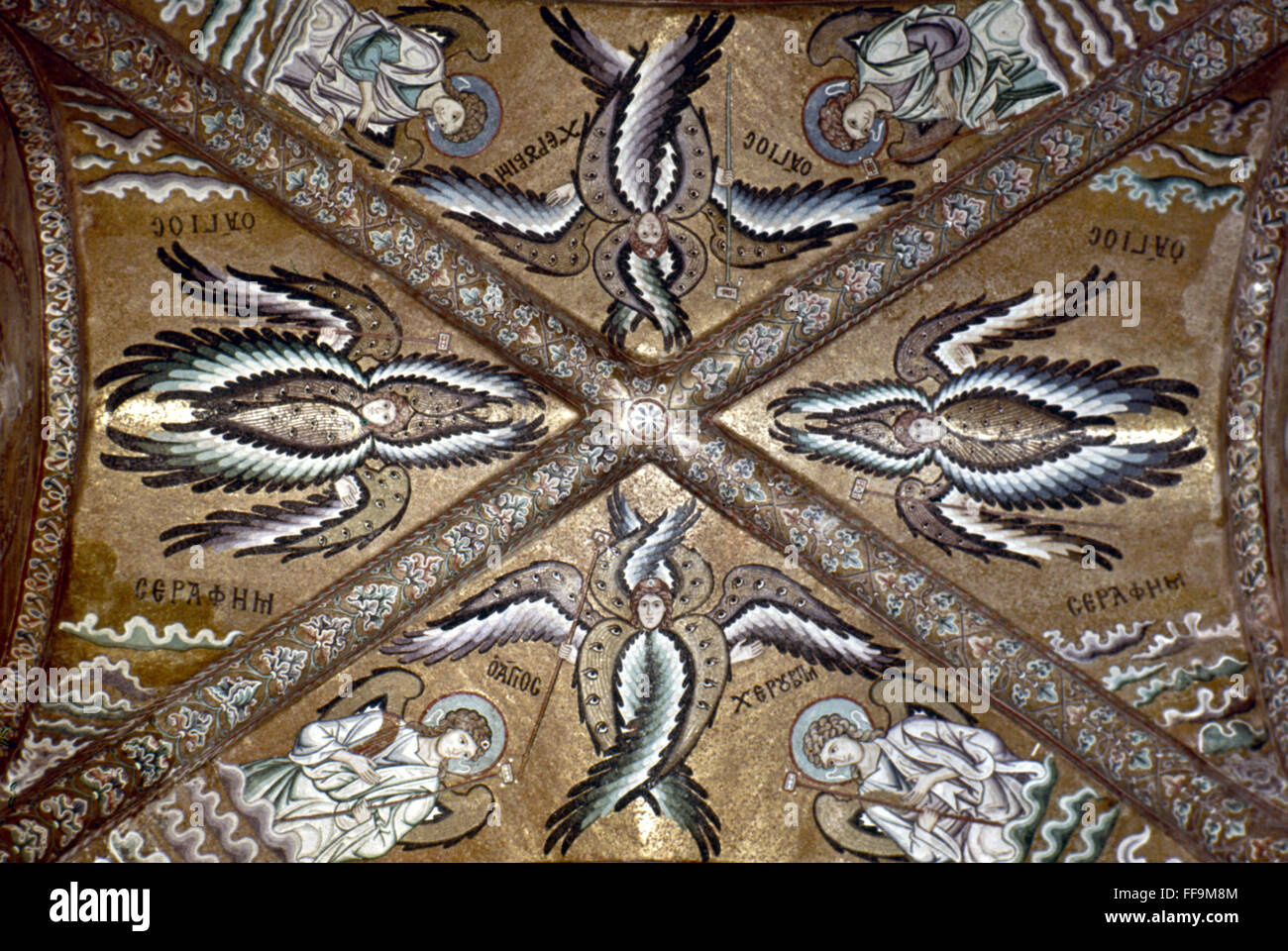 INTERIOR OF THE DUOMO. /nPalermo: Angels. Mosaic, 13th century. Stock Photo