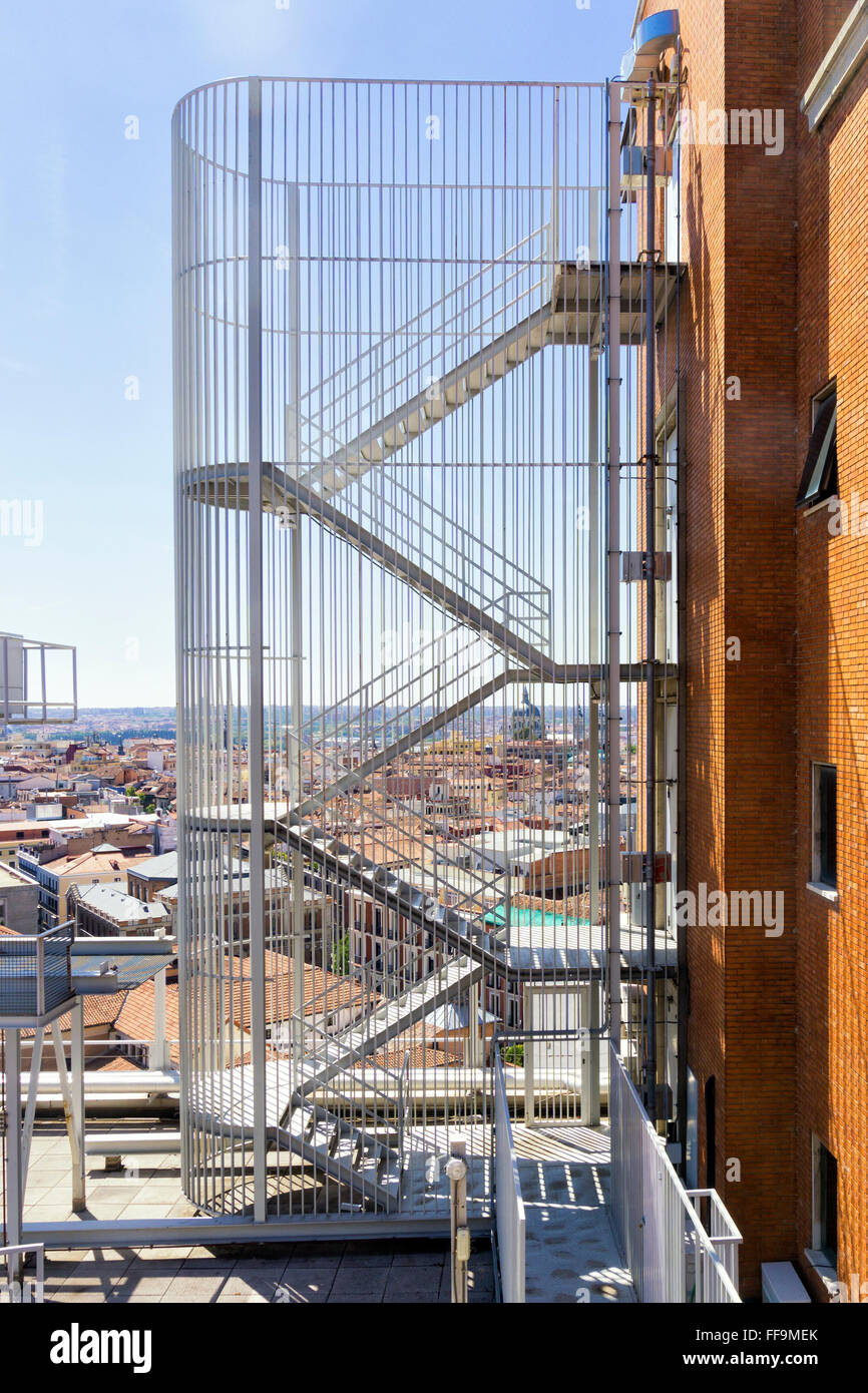 Fire escape emergency staircase in a building Stock Photo