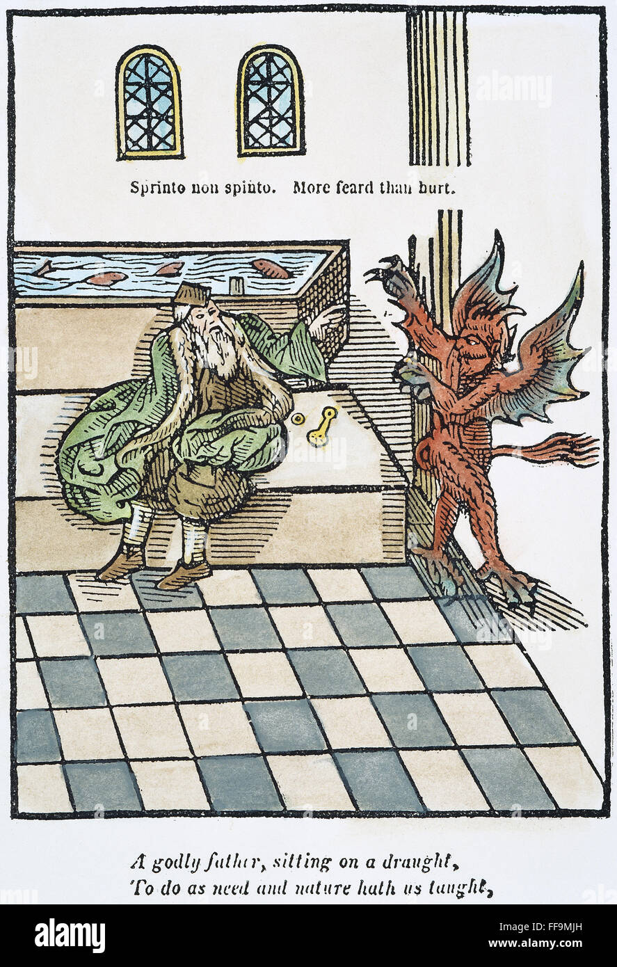 FIRST WATERCLOSET, 1596. /nThe first watercloset, invented by Sir