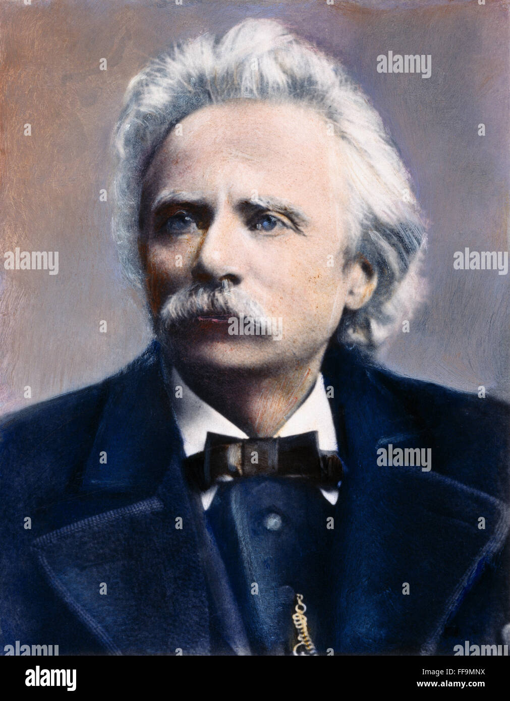 EDVARD GRIEG (1843-1907). /nNorwegian composer. Oil over a photograph, n.d. Stock Photo
