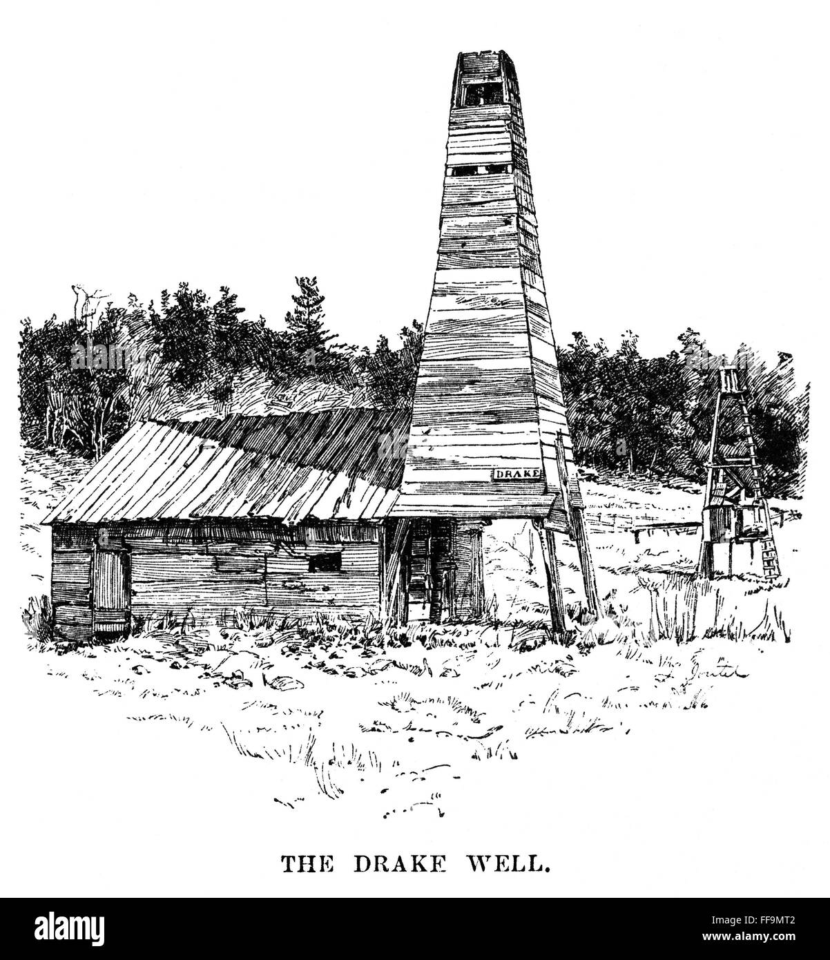 EDWIN DRAKE (18191880)./nThe Drake Well. American pioneer in oil