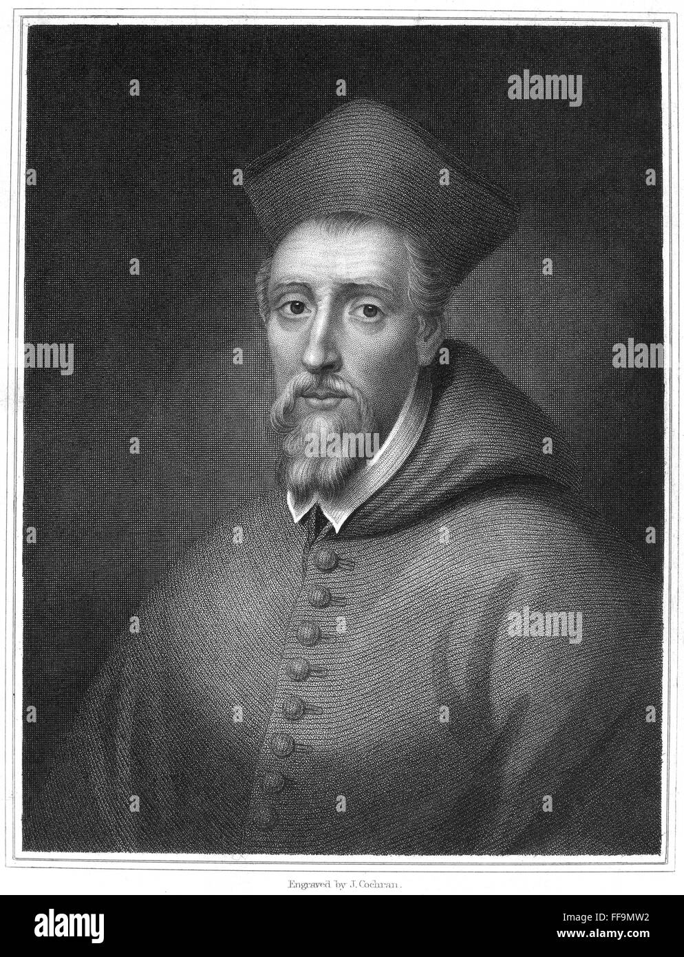 WILLIAM ALLEN (1532-1594). /nEnglish cardinal. Line and stipple engraving. Stock Photo