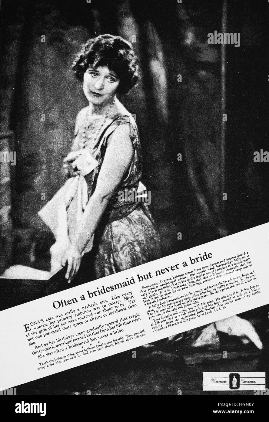 LISTERINE AD, 1920s. /nFirst published in the mid-1920s. Stock Photo