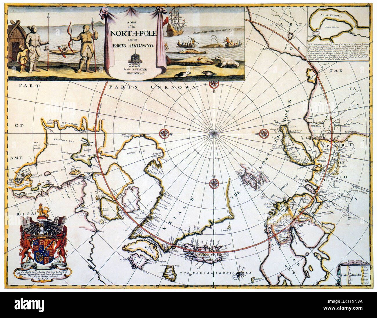 MAP: NORTH POLE, 1680. /nA map of the North Pole and the parts ...
