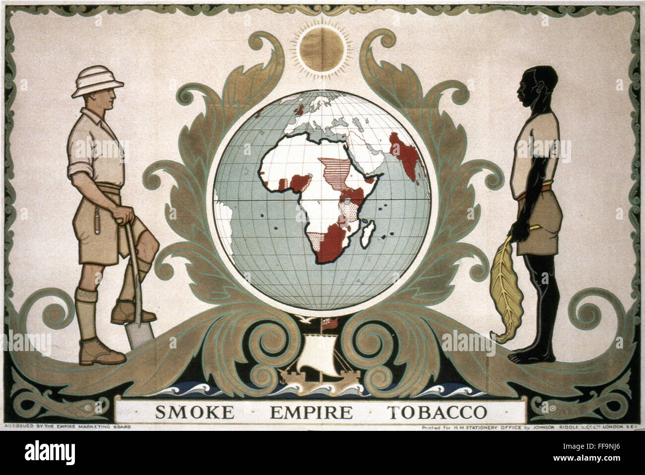 SMOKE EMPIRE TOBACCO. /nBritish Empire Marketing Board poster, 1929. Stock Photo