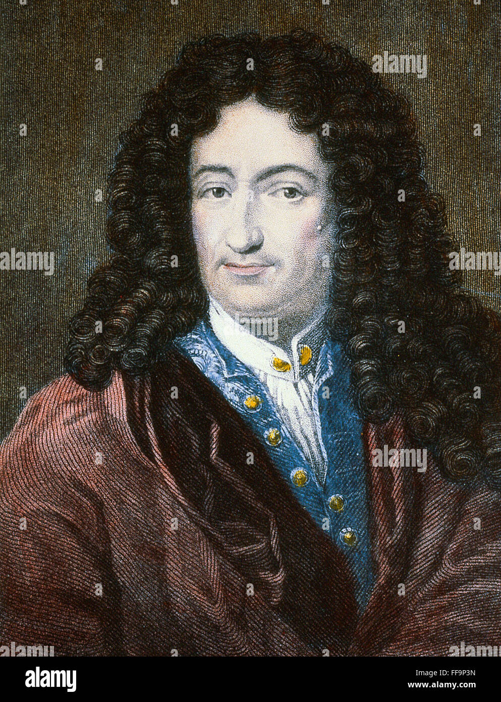 GOTTFRIED VON LEIBNIZ /n(1646-1716). Gottfried Wilhelm von Leibniz. German philosopher and mathematician. Steel engraving, English, 1836. Stock Photo
