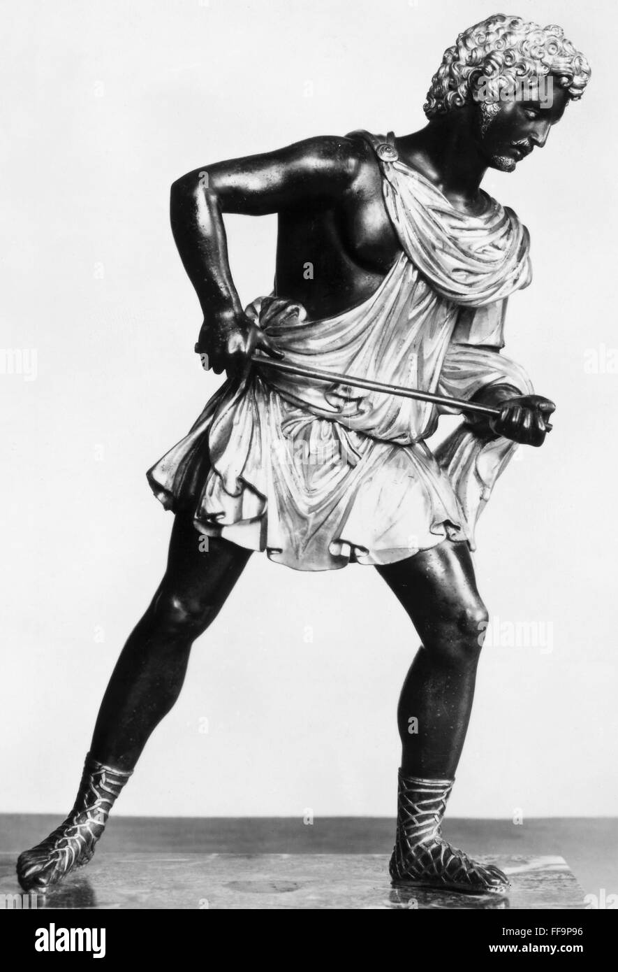 MYTHOLOGY MELEAGER. /nBronze parcelgilt statue by Antico, c1500 Stock