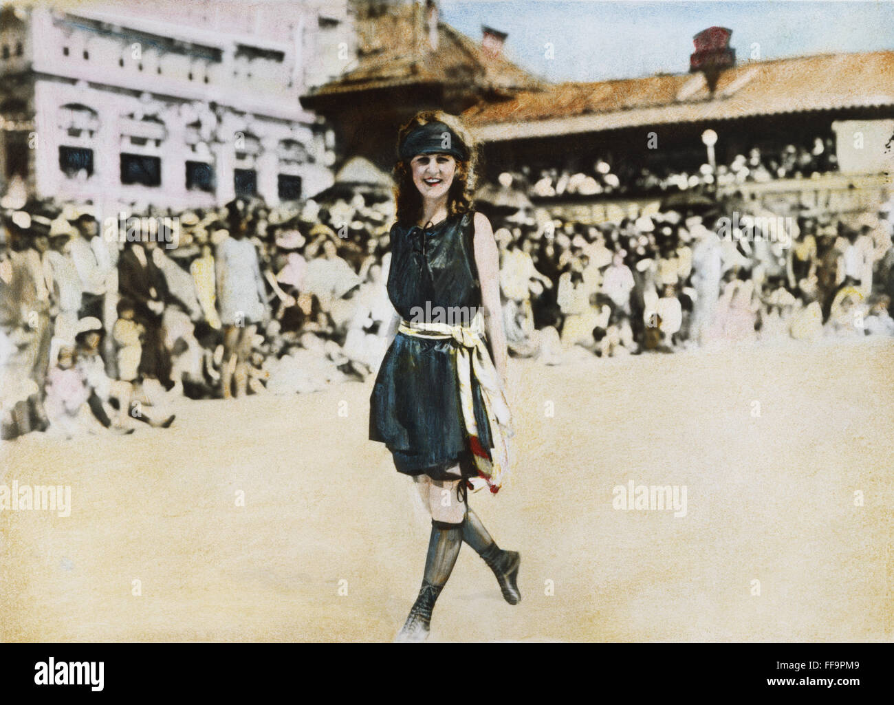 MARGARET GORMAN, 1921. /nMargaret Gorman of Washington, D.C., the first Miss America, at Atlantic City, New Jersey: oil over a photograph, 1921. Stock Photo