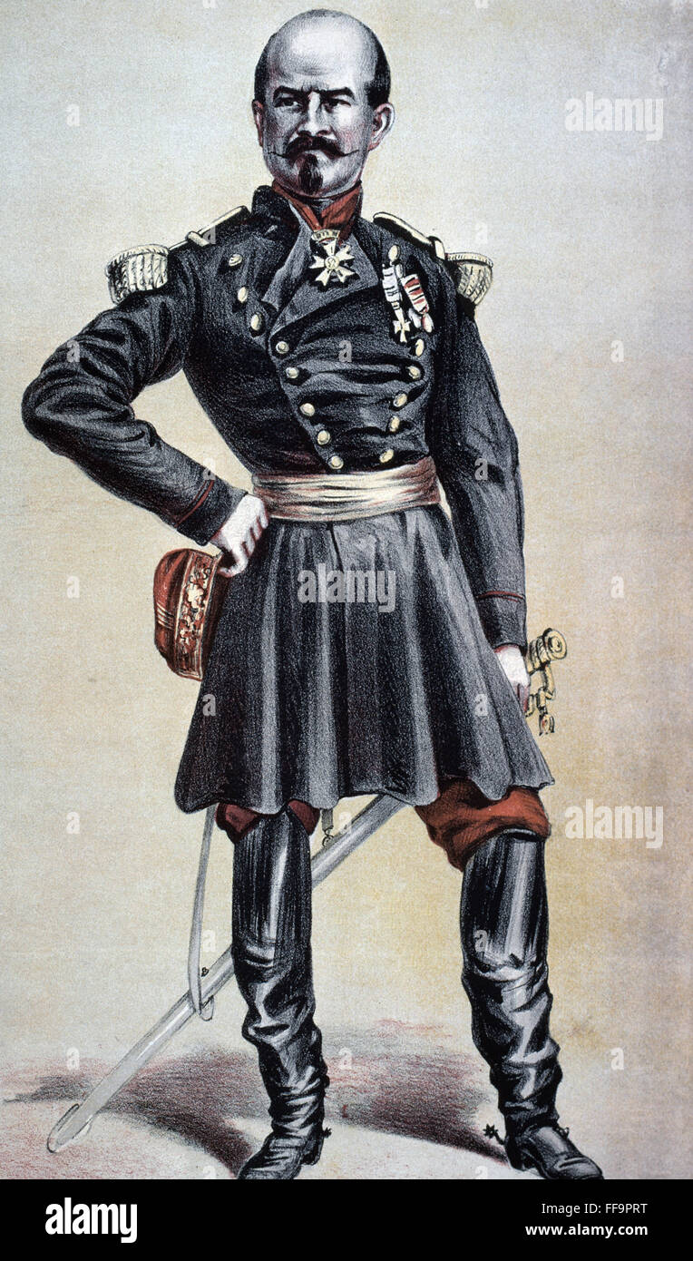 GENERAL L.J. TROCHU. /nEnglish caricature, 1870. Stock Photo