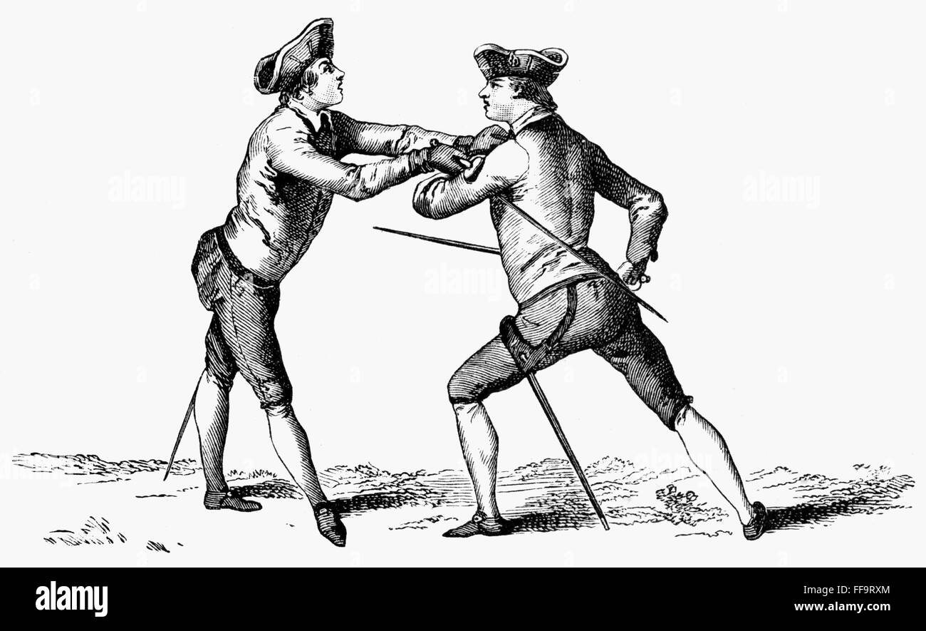 FRANCE FENCING, c1750. /nPosition after disarming in epee or foil