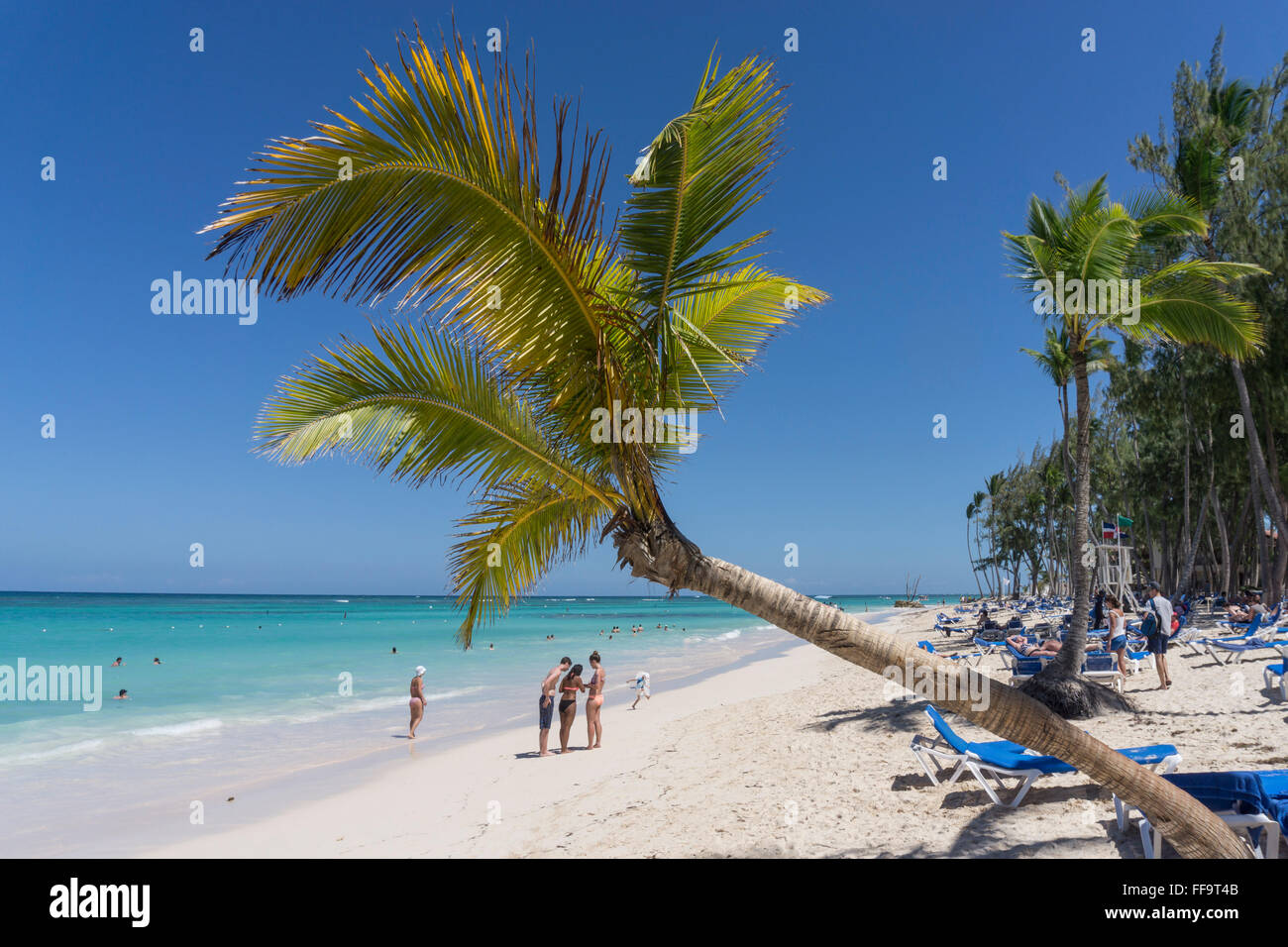 Palm beach, Playa Bavaro, Punta Cana, Dominican Republic, Caribbean Stock Photo