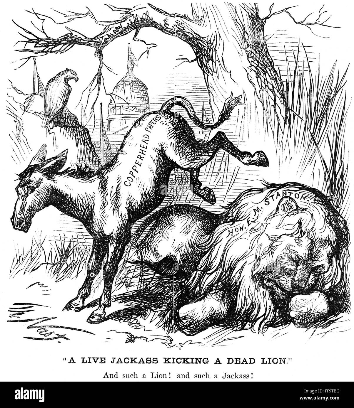 NAST DEMOCRATIC DONKEY. /n'A Live Jackass Kicking a Dead Lion.' The