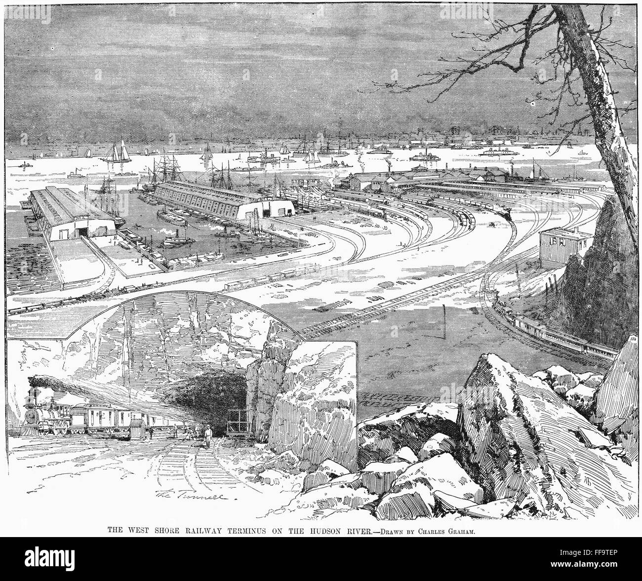 NEW JERSEY: RAILROAD, 1884. /nThe West Shore Railway terminus on the ...