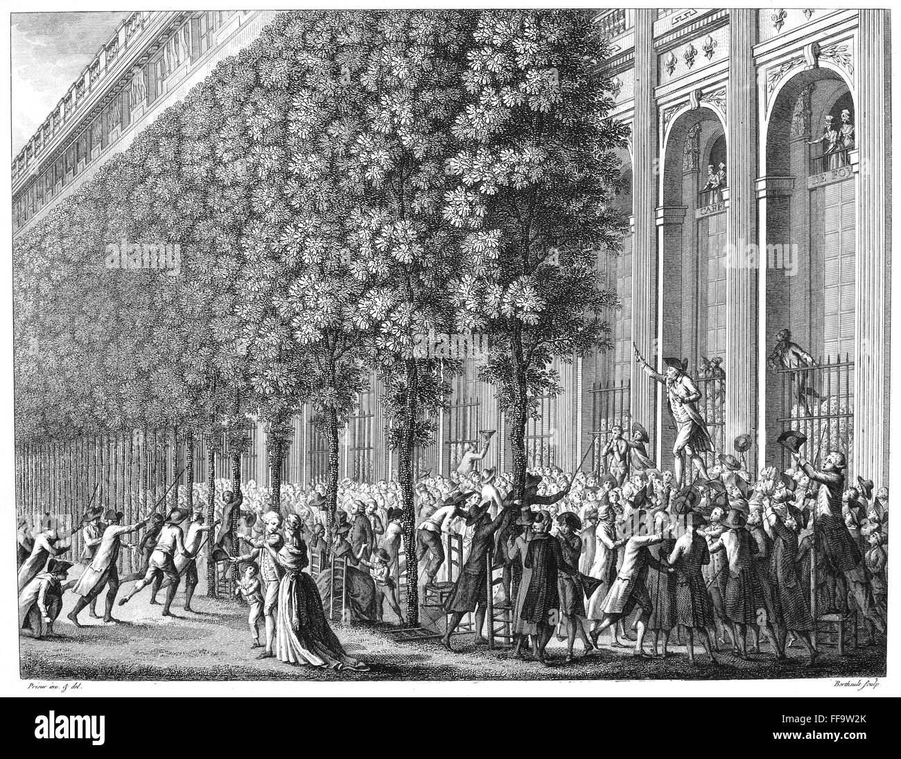 FRENCH REVOLUTION, 1789. /nCamille Desmoulins haranguing Parisians at ...