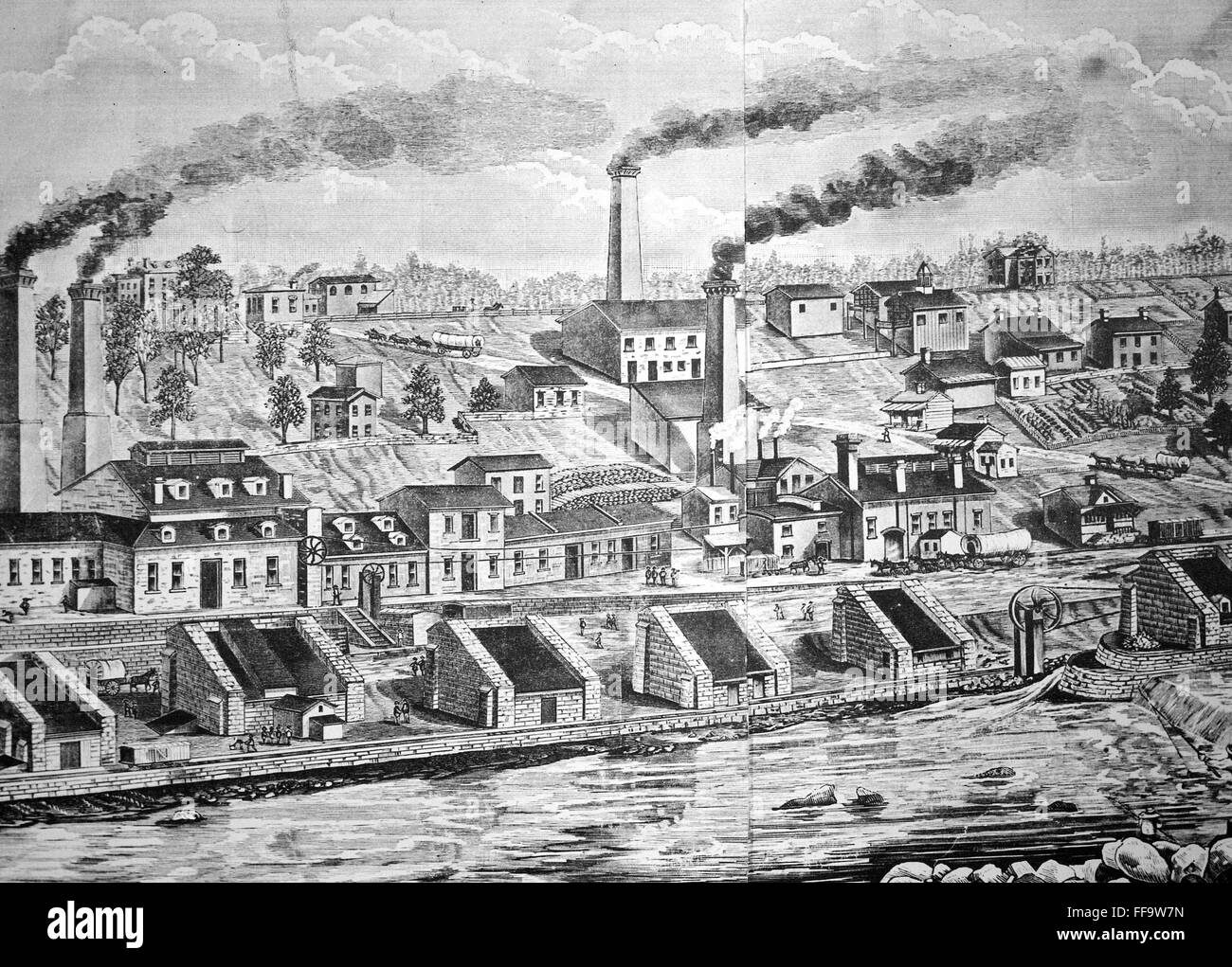 DUPONT POWDER MILL, 1854. /nDupont Powder Mill on Brandywine Creek near