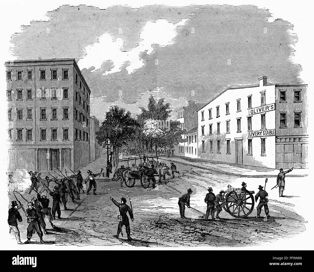 CIVIL WAR: DRAFT RIOTS. /nThe rioters repulsed at the corner of 7th ...