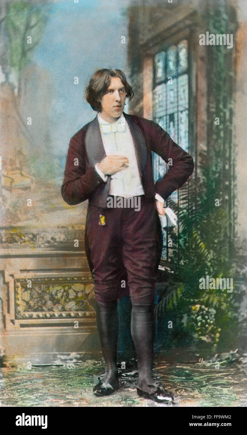 OSCAR WILDE (1854-1900). /nIrish writer and wit. Oil over a photograph, 1882, by Napoleon Sarony, taken at the beginning of Wilde's American tour. Stock Photo