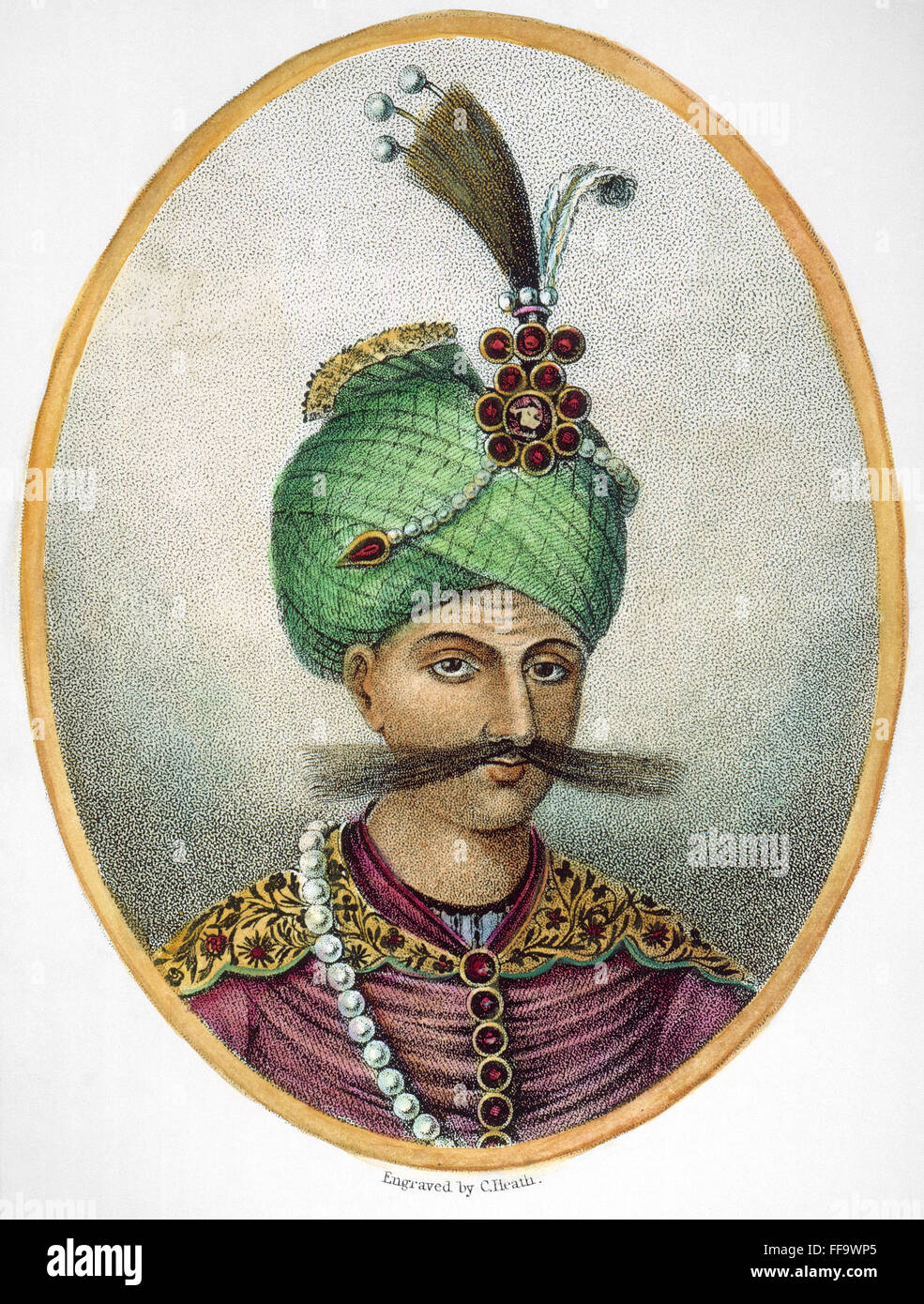 SHAH ABBAS I (1557?-1628). /nThe Great, of Persia: stipple engraving, English, 1815. Stock Photo