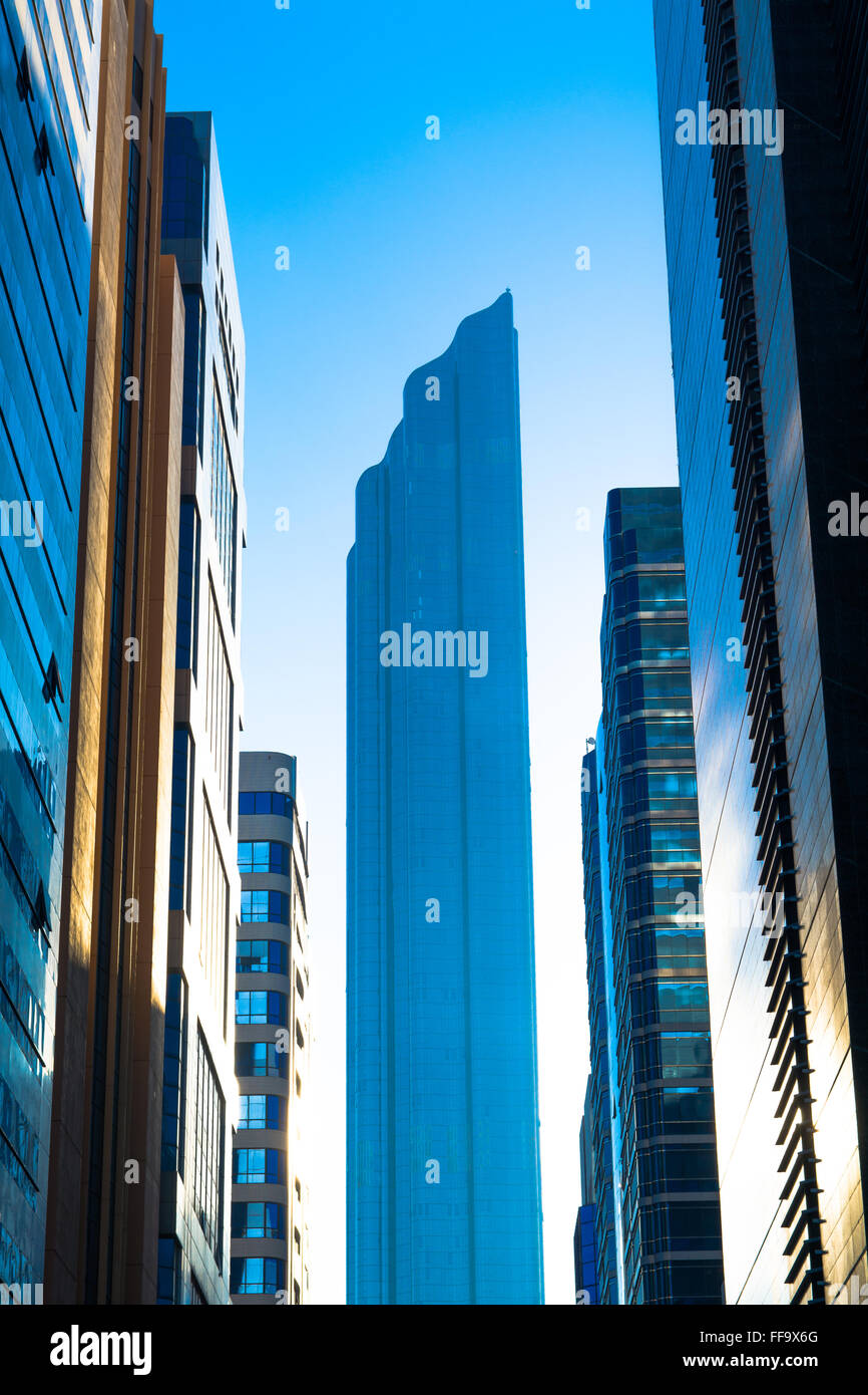 Low Angle View Of Modern Buildings Against Blue Sky Stock Photo - Alamy