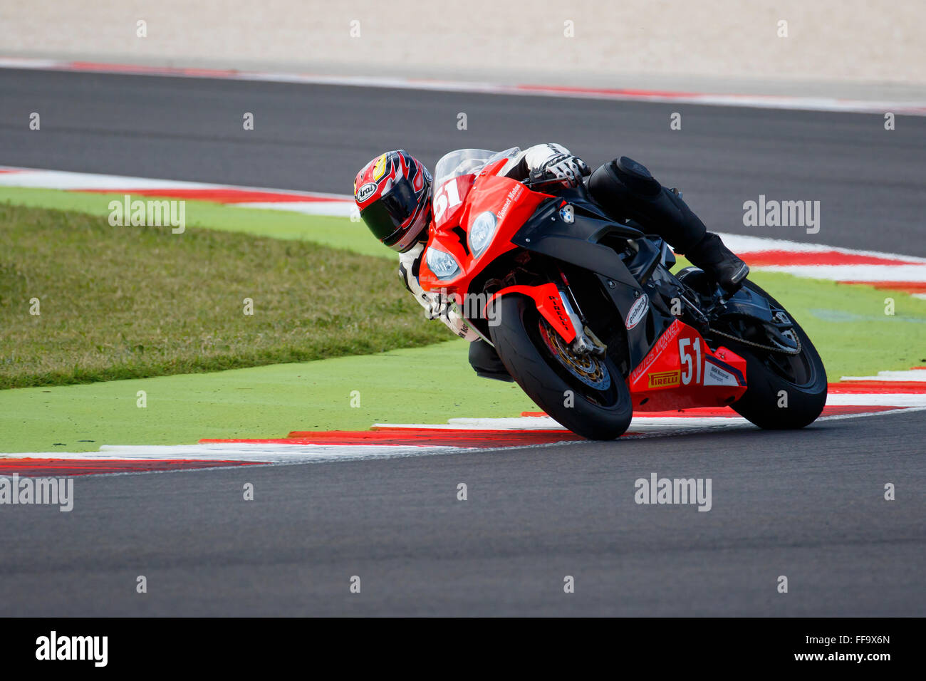 Misano Adriatico, Italy - June 20, 2015: BMW S1000 RR of Motos Vionnet Team, driven by VIONNET Eric Stock Photo