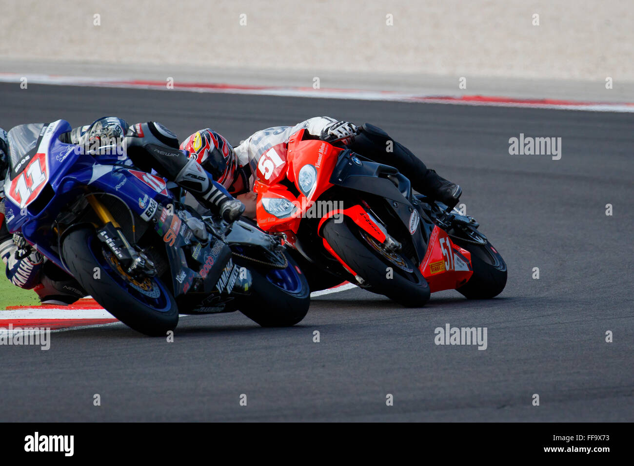 Misano Adriatico, Italy - June 20, 2015: BMW S1000 RR of Motos Vionnet Team, driven by VIONNET Eric Stock Photo