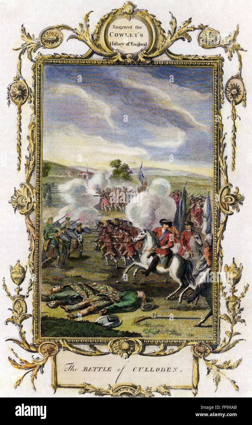 THE BATTLE OF CULLODEN./nApril 27, 1746. Copper engraving, English, 18th century. Stock Photo