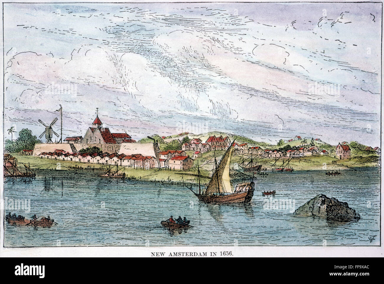 NEW AMSTERDAM, c1656. /nLine engraving, late 19th century. Stock Photo