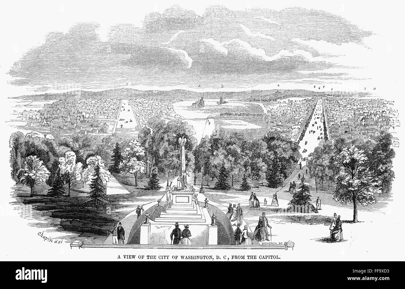 WASHINGTON, D.C., 1853. /nA view of Washington, D.C., from the Capitol ...