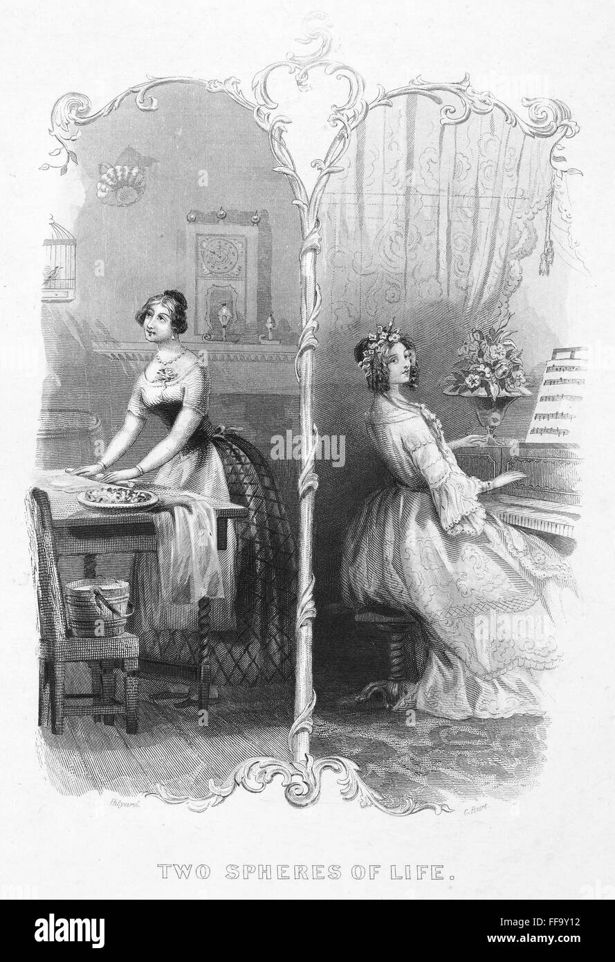 daily-life-housework-n-two-spheres-of-life-steel-engraving-19th