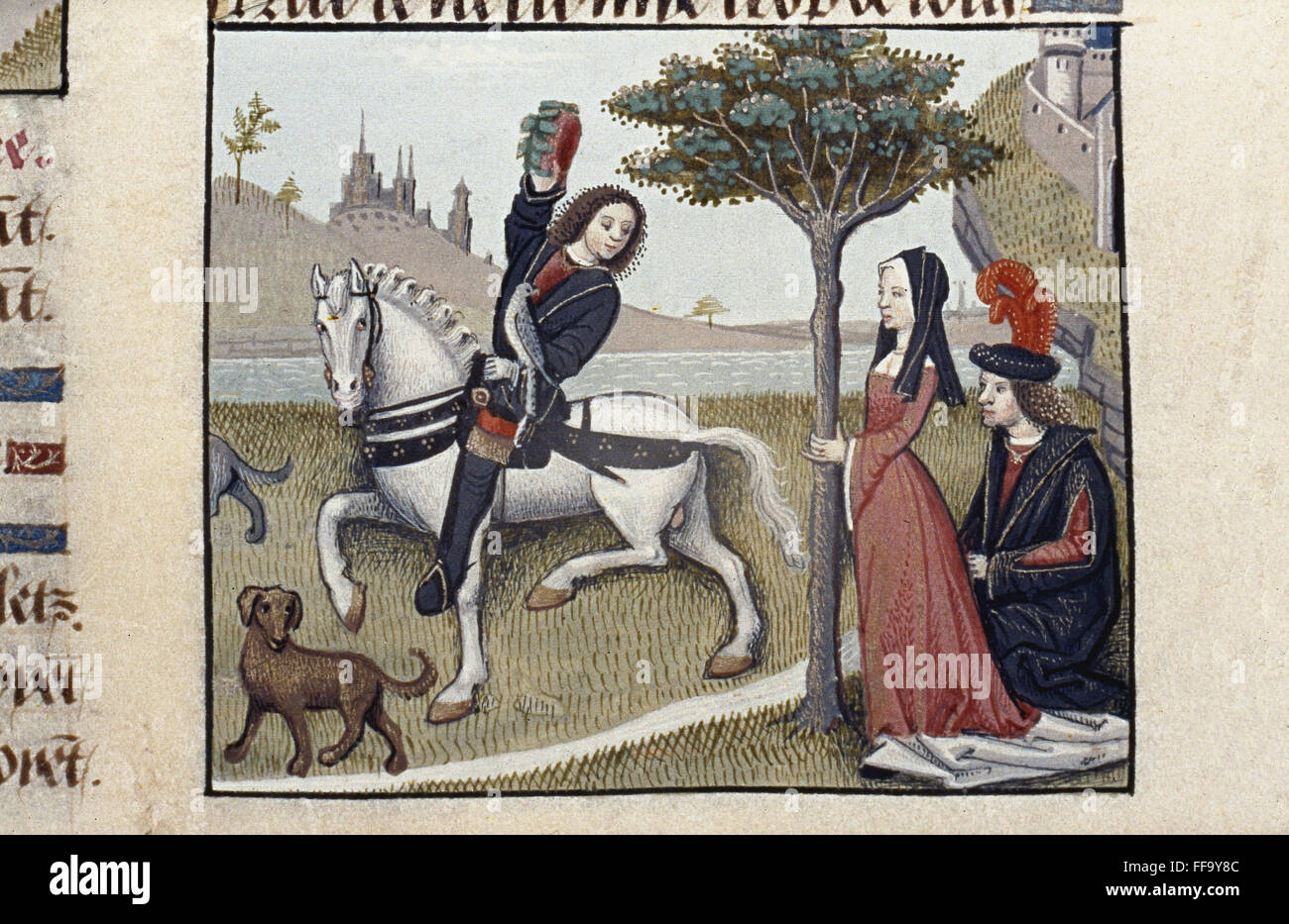 ROMANCE OF THE ROSE. /nManuscript illumination, France, 1487-95 Stock ...