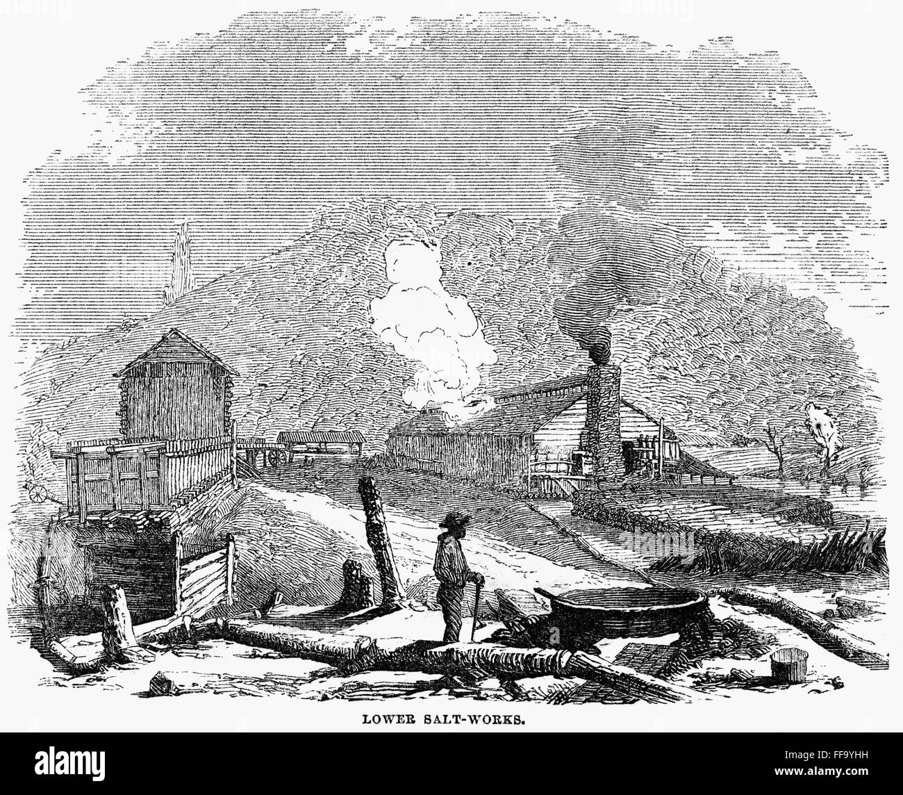 VIRGINIA SALT MINE, 1857. /nSalt mine at Saltville, Virginia. Wood