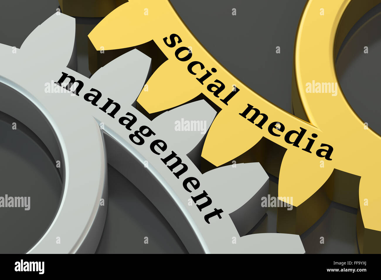 social media management concept isolated on black background Stock