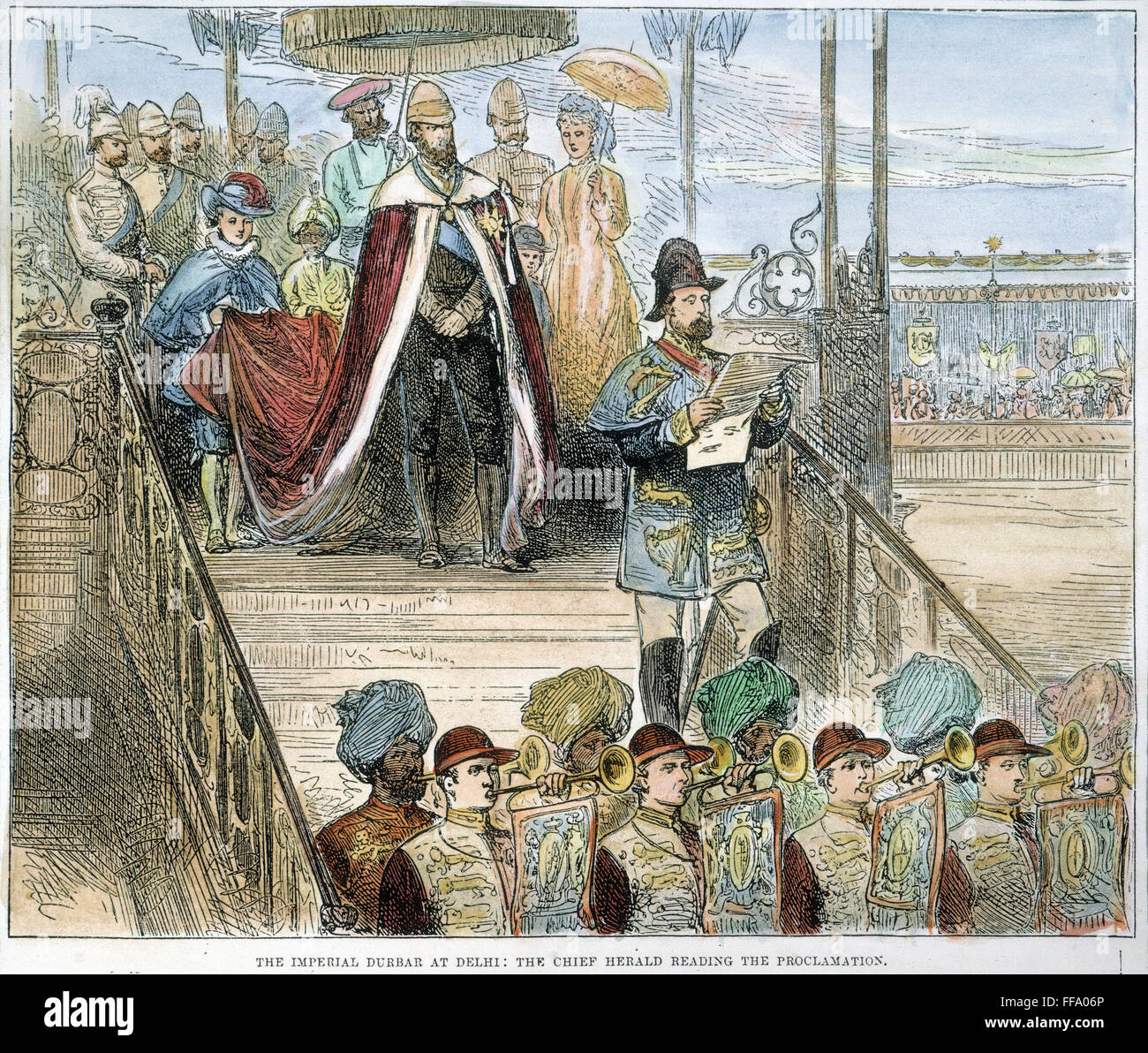A LARGE PAINTING OF AN IMPERIAL DURBAR, DELHI, NORTH INDIA, 19TH
