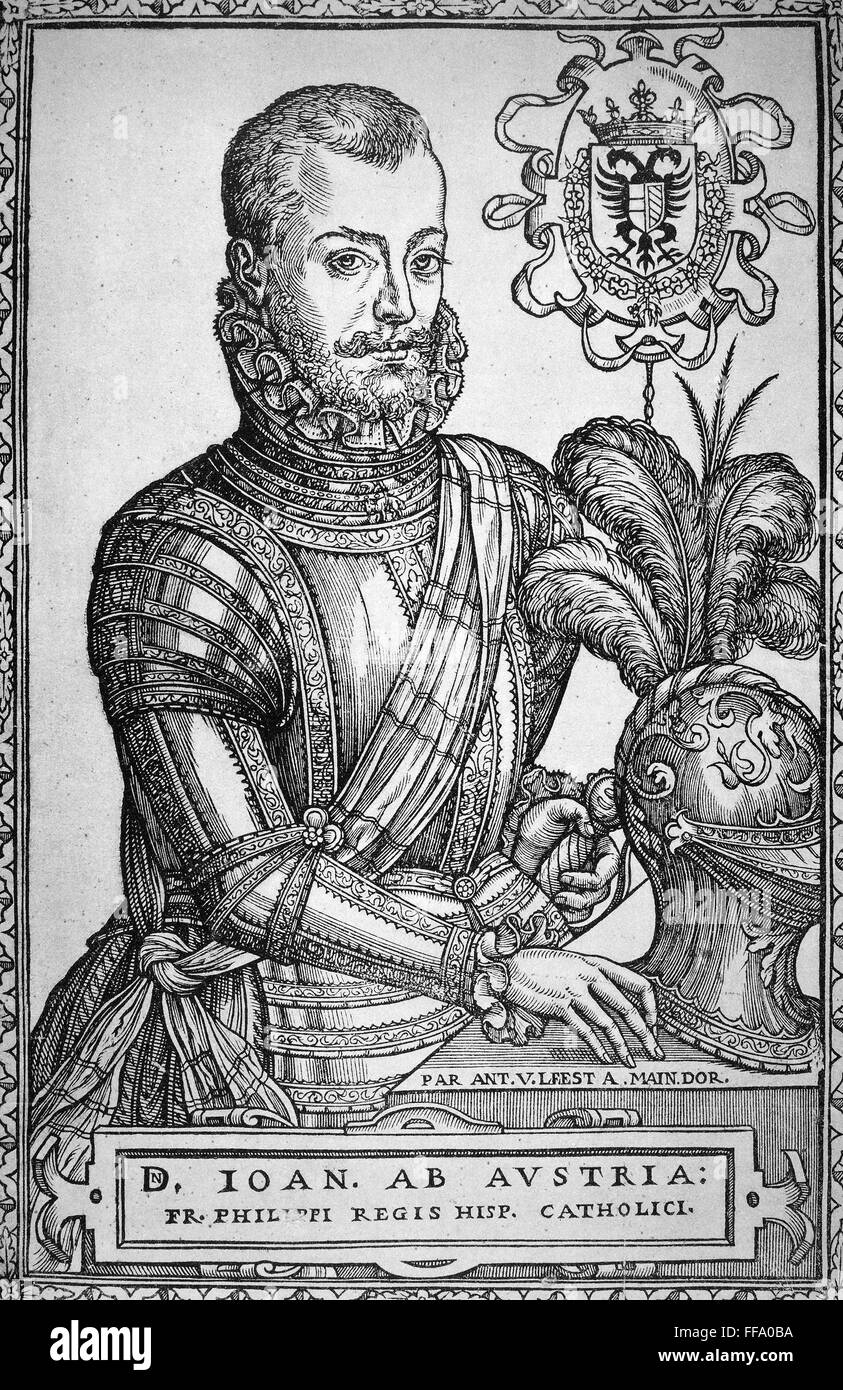 JOHN OF AUSTRIA (1547-1578). /nSpanish general. Contemporary woodcut by A. van Leest. Stock Photo