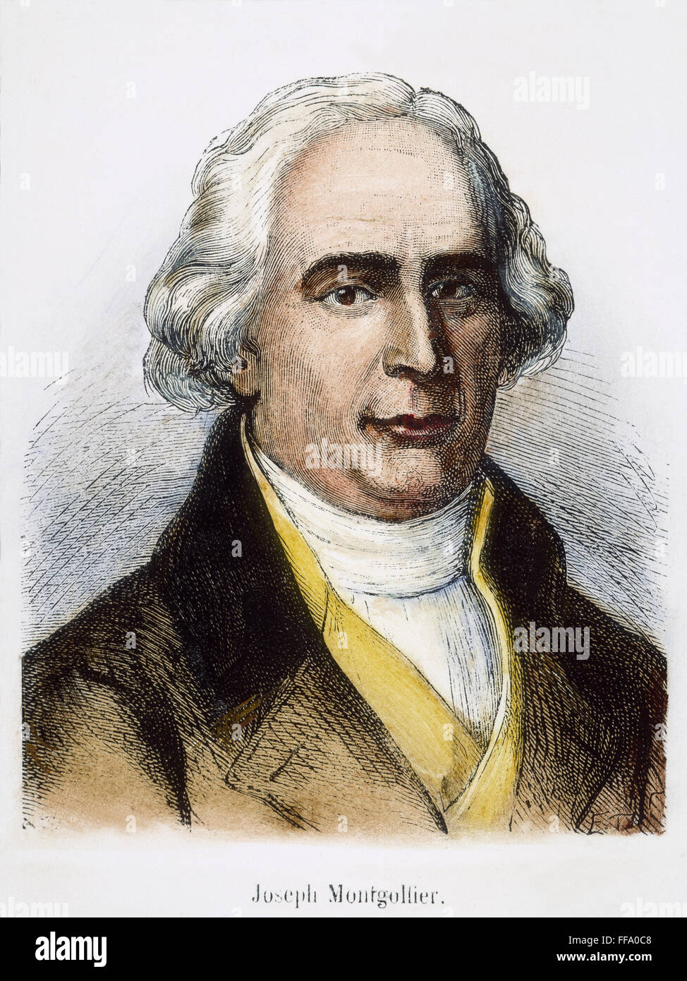 JOSEPH-MICHEL MONTGOLFIER /n(1740-1810). French inventor: line engraving, 19th century. Stock Photo