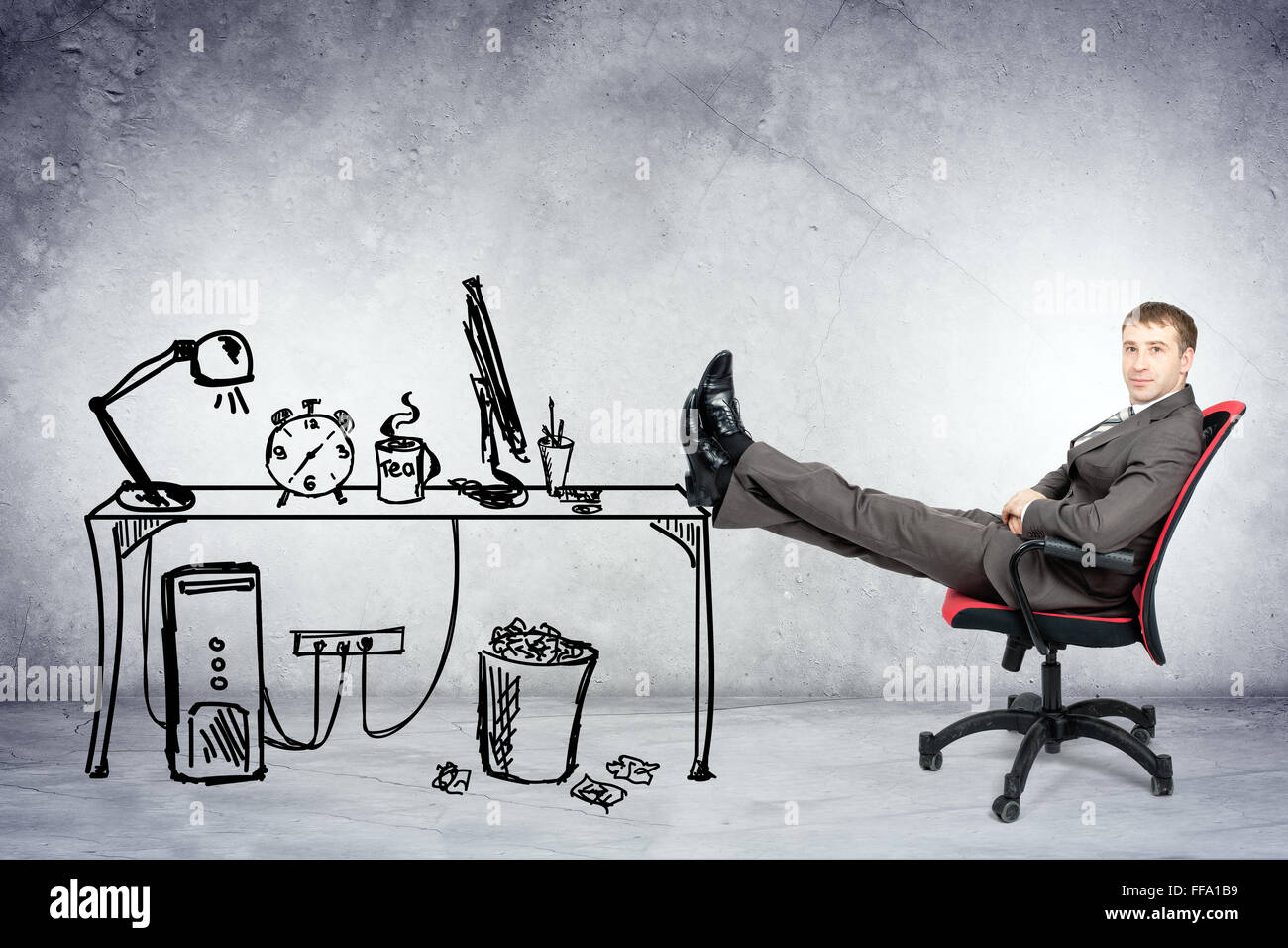 Businessman sitting on chair Stock Photo - Alamy