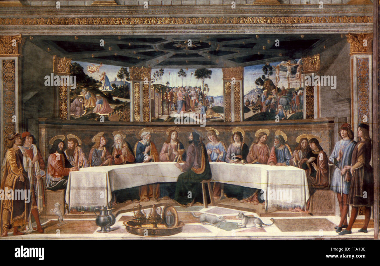 ROSSELLI: LAST SUPPER, 1483. /nCosimo Rosselli: The Last Supper. Sistine Chapel fresco, 1481-1483. Stock Photo