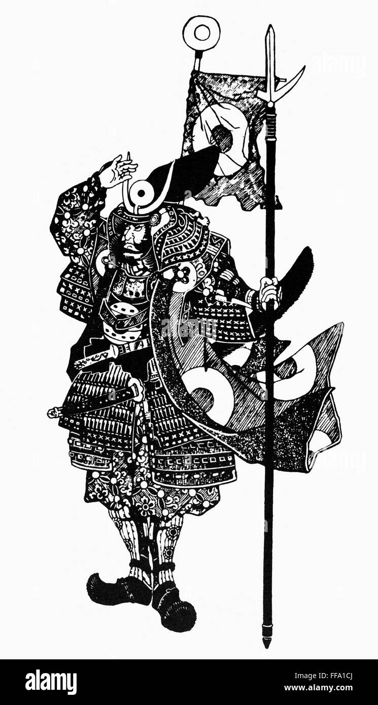 SOLDIER: SAMURAI. /nA samurai field marshal. Japanese woodblock print, 1597. Stock Photo