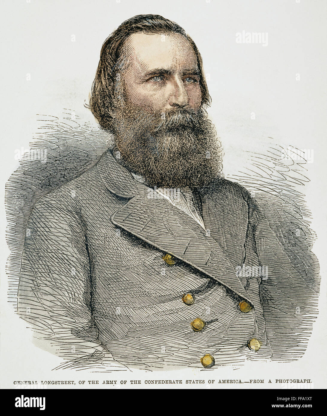 JAMES LONGSTREET /n(1821-1904). American army officer. Wood engraving, American, 1864. Stock Photo