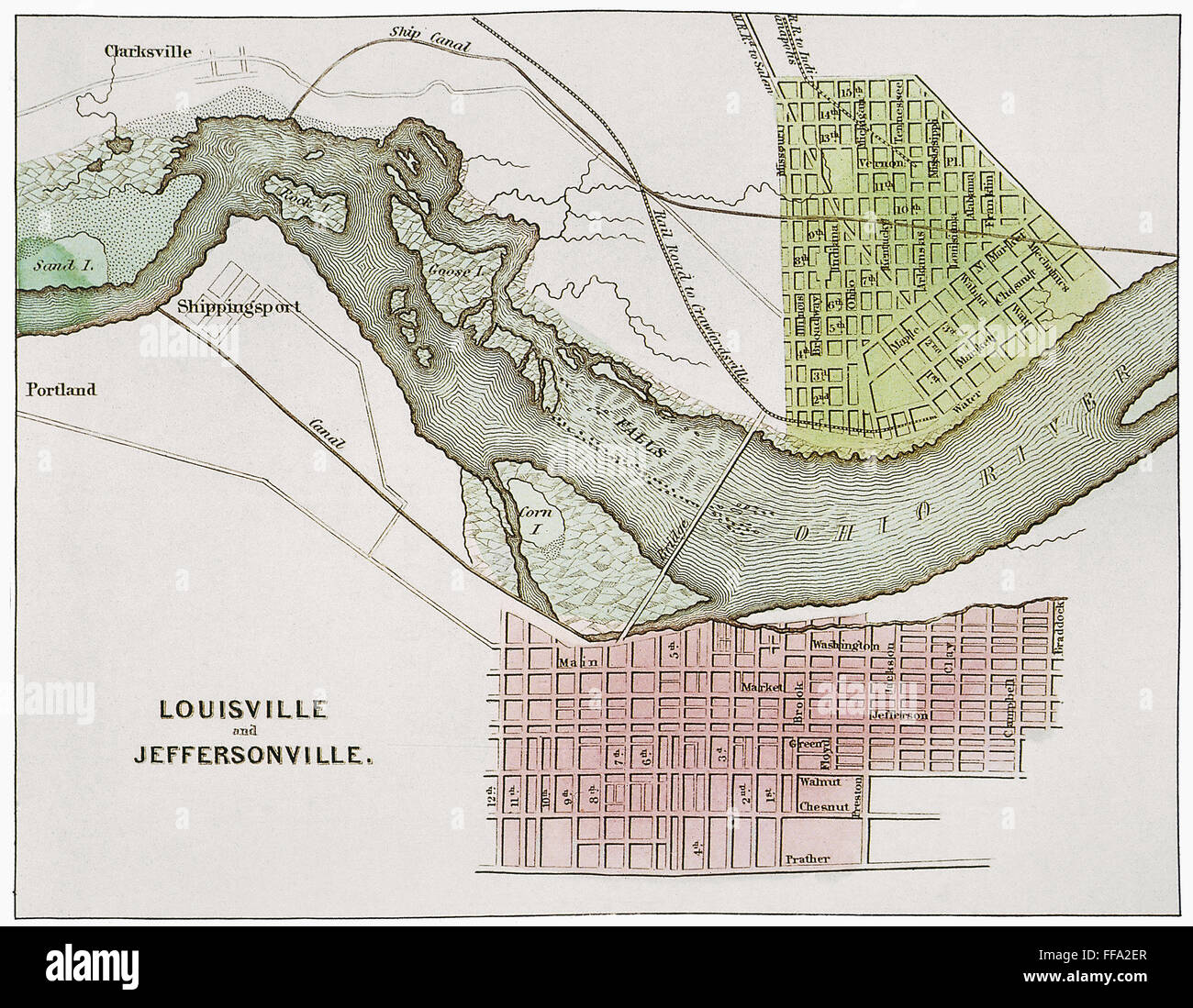 JEFFERSONVILLE, INDIANA MAP. /nMap from 1837 of Jeffersonville