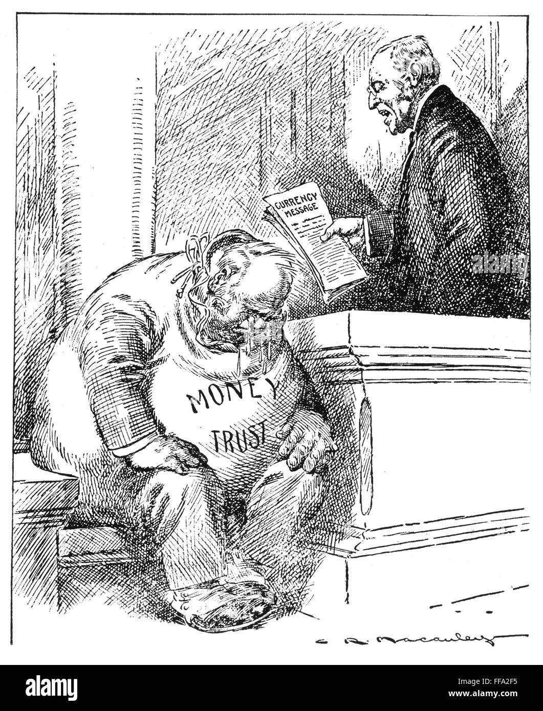 WILSON CARTOON, 1913. /n'Reading the Death Warrant.' Cartoon, 1913, by