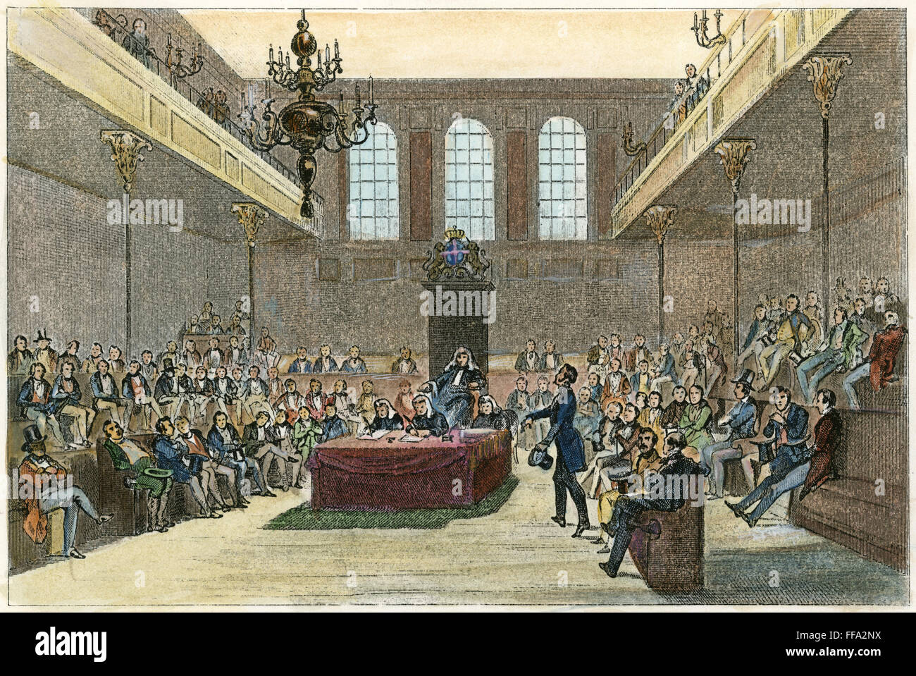 BRITISH HOUSE OF COMMONS. /nFrench engraving after A.C. Pugin and Thomas Rowlandson, 1809. Stock Photo